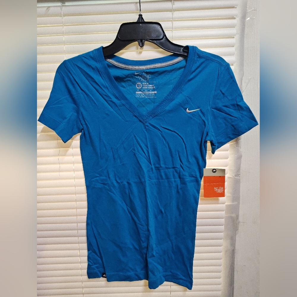 Nike Blue V-Neck Slim Fit T-Shirt